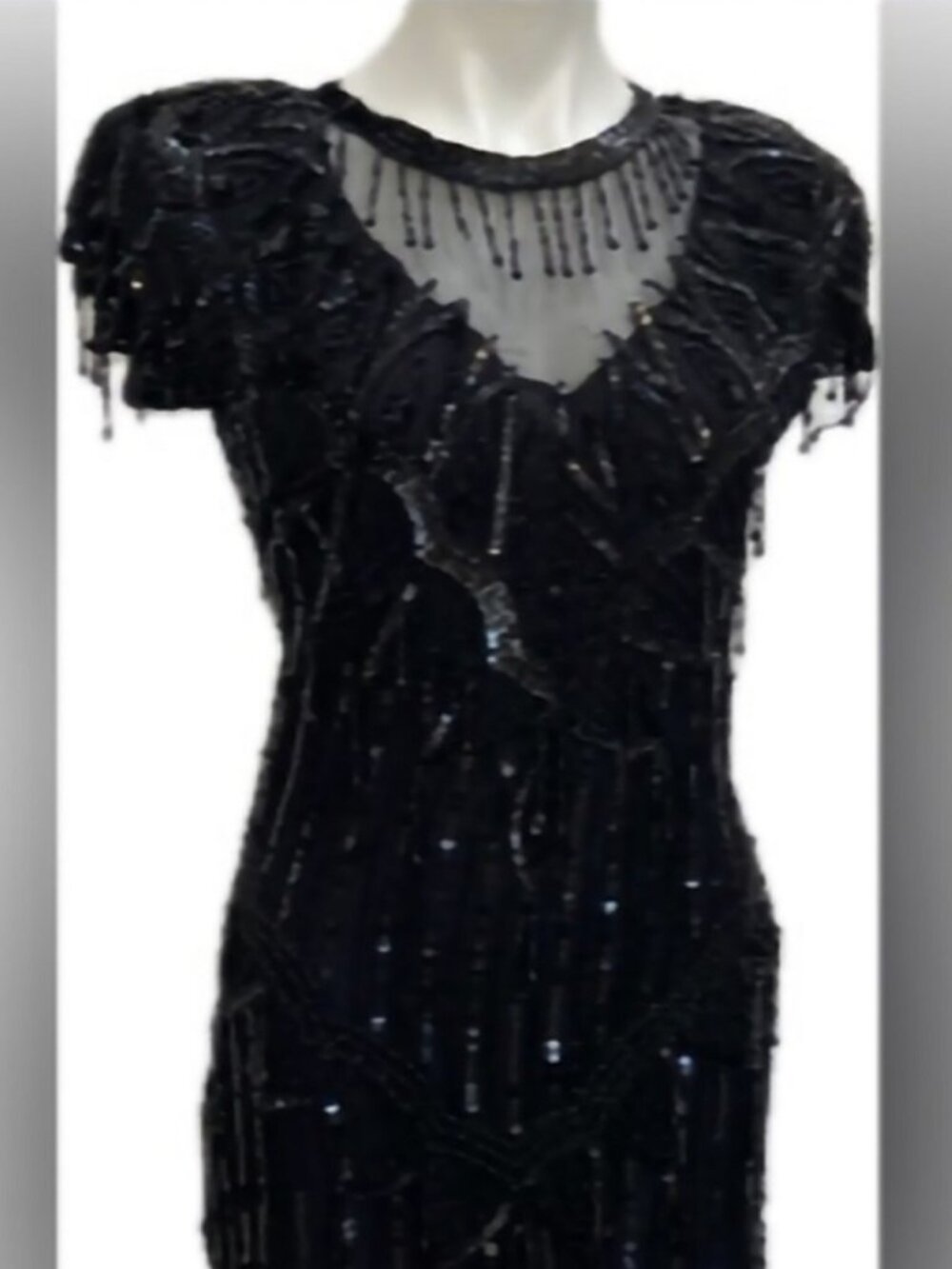 Laurence Kazar of New York Vintage Silk Beaded Sequin Cocktail Dress Size PL